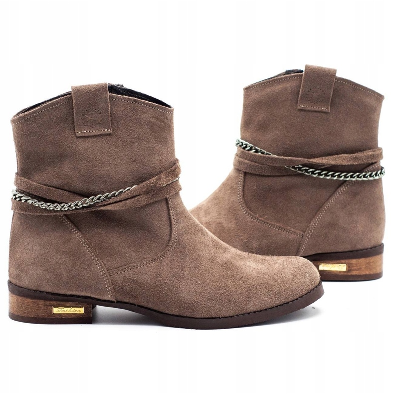 Olivier Ženske izolirane čizme s lancem Luna bež smeđa 2