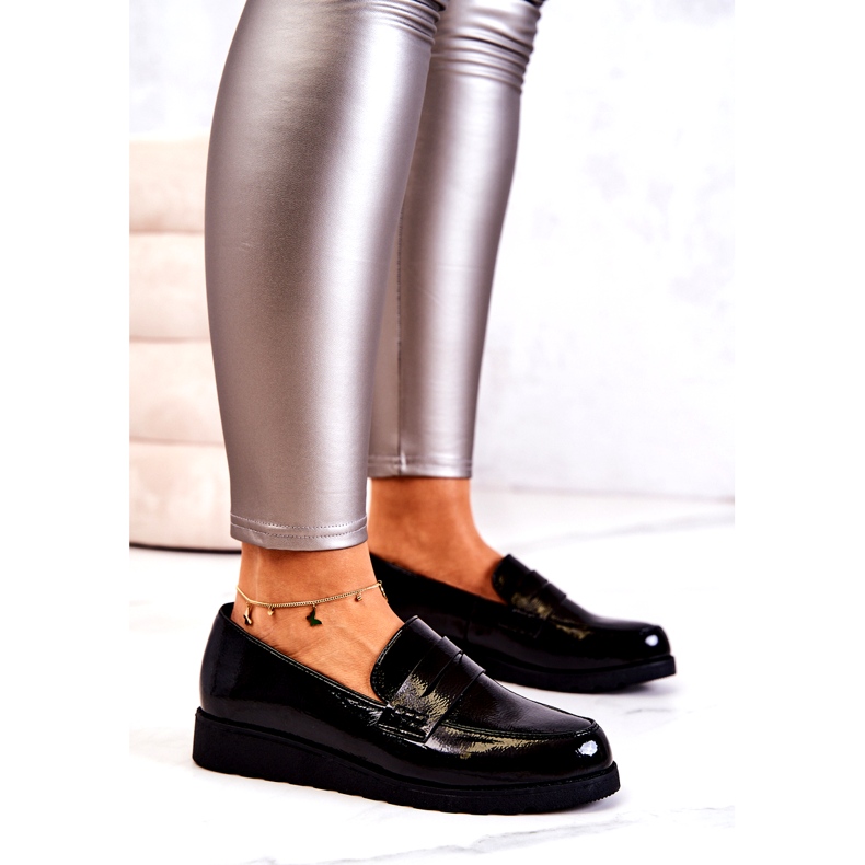 La.Fi crne lakirane mokasine na klin crna 1