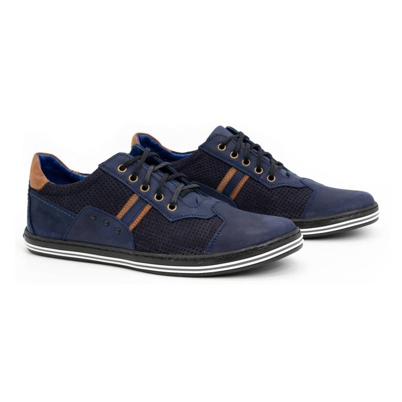 Polbut Muške cipele za slobodno vrijeme 1801P tamnoplavi nubuk/kamel plava 2