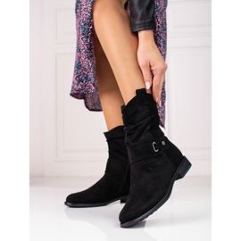 W. Potocki Crne ženske čizme s naboranim gornjištem Potocki crna 1