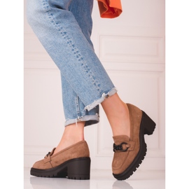 Smeđe ženske mokasine na visoku petu Vinceza smeđa 1