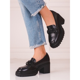 Crne ženske mokasine na visoku petu Vinceza crna 1