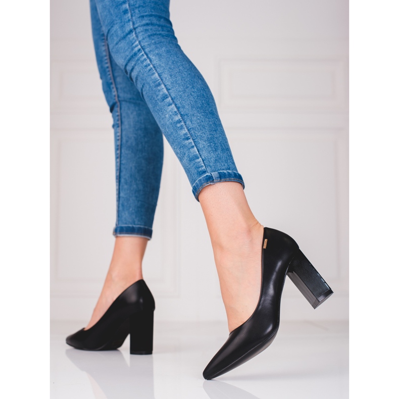 Ženske pumpe na Shelovet black post crno 1