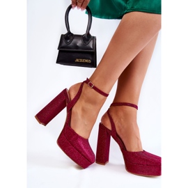 Ženske sandale sa šljokicom na petu Tamno ružičasti Rosel ružičasta 2