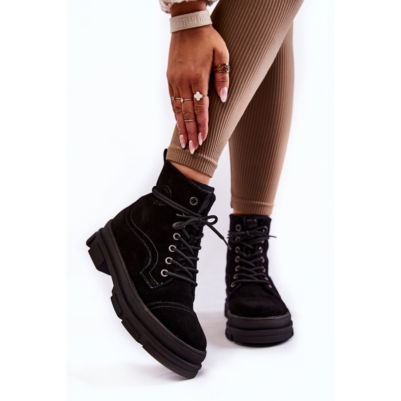 Tople čizme od brušene kože Big Star KK274525 Crne crno 1