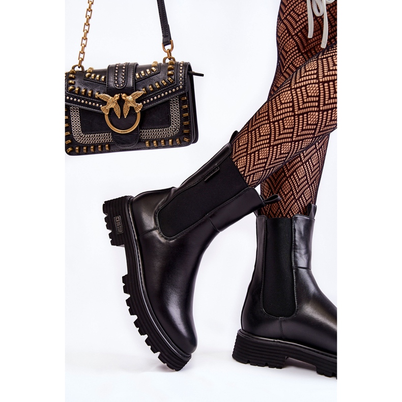 Visoke tople čizme na navlačenje Jodhpur čizme Big Star KK274500 Crna 2