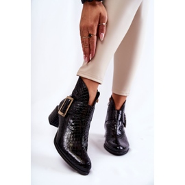 PA2 Kožne čizme s krokodilskim patentnim zatvaračem, crna Briana 1