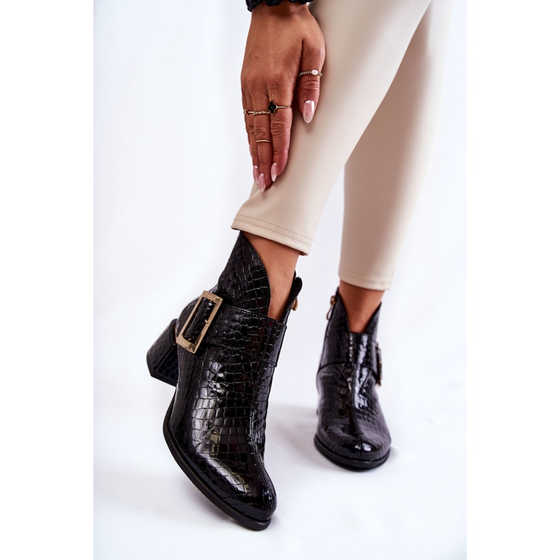 PA2 Kožne čizme s krokodilskim patentnim zatvaračem, crna Briana 1