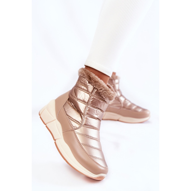 PE1 Ženske čizme za snijeg s patentnim zatvaračem zlatno-bež Senia smeđa 2