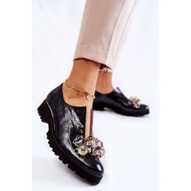 PA2 Elegantne lakirane cipele s crnim i sivim Cindy ukrasom crna 1