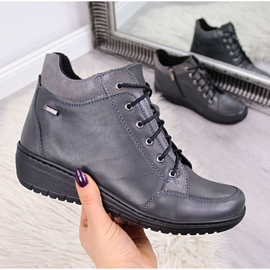 Kožne čizme s izoliranim klinom Helios W H524A siva 1