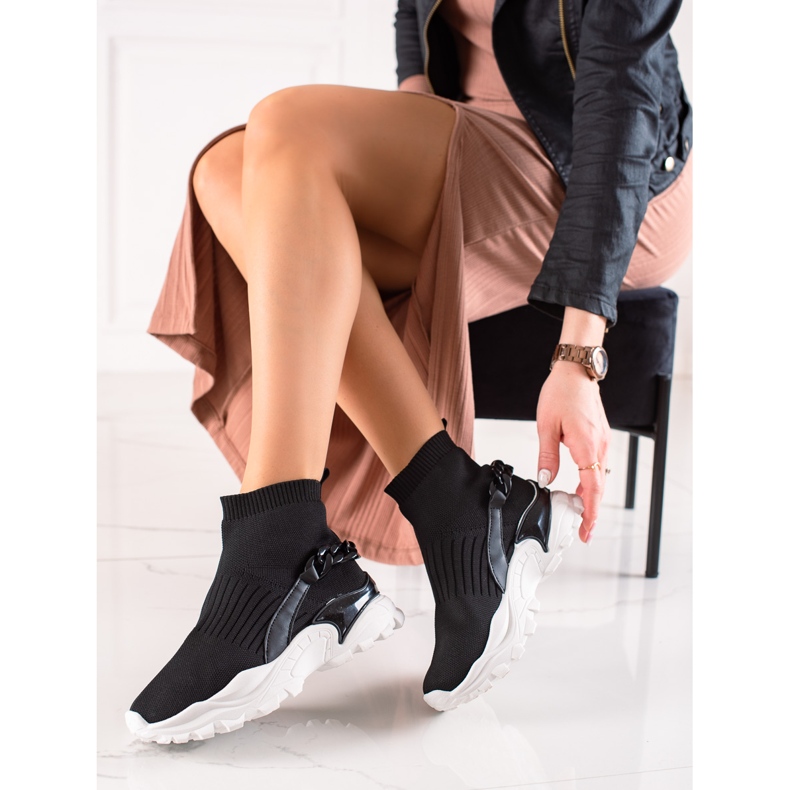 TRENDI Modne tenisice s čarapom crna 1