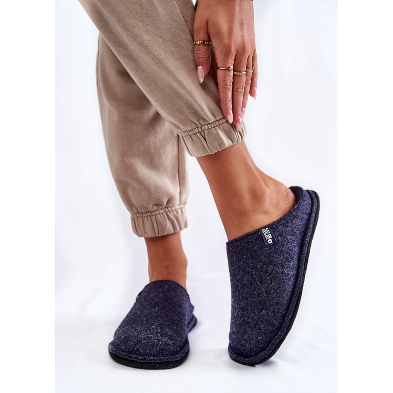 Klasične ženske papuče od filca Big Star KK276013 tamnoplave plava 1