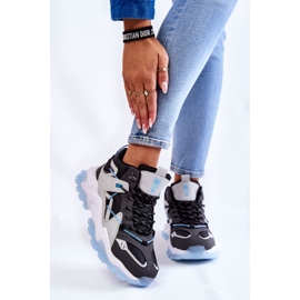 Ženske sportske cipele na masivnoj platformi Big Star KK274386 crno-sive 1