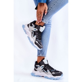 Ženske sportske cipele na masivnoj platformi Big Star KK274386 crno-sive crna 2