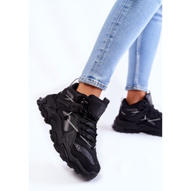 Ženske sportske cipele na masivni donji dio Big Star KK274387 Black crno 4