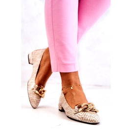 PA2 Lakirane kožne cipele od zmijske kože, bež Elissabeth 4028-L smeđa 3