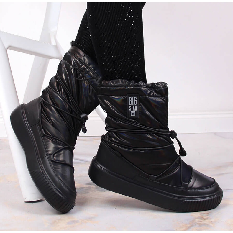 Čizme za snijeg metalik, natikače crne Big Star KK274193 crna 1