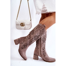 Lewski Shoes Ažurne čizme od brušene kože Cipele Lewski 3171 Cappucino smeđa 2