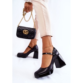 PA2 Kožne cipele na debelu petu Black Tina crna 2