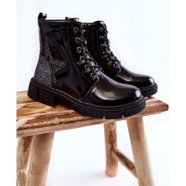 PE1 Dječje lakirane čizme s patentnim zatvaračem crne Yukko crna 1