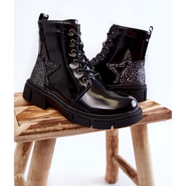 PE1 Dječje lakirane čizme s patentnim zatvaračem crne Yukko crna 2