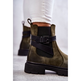 FE1 Ženske tople čizme Jodhpur čizme s remenom Green Jose M619 zelena 1