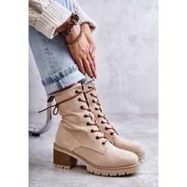 FE1 Ženske tople čizme na visoku petu Bež Julieta M660 3