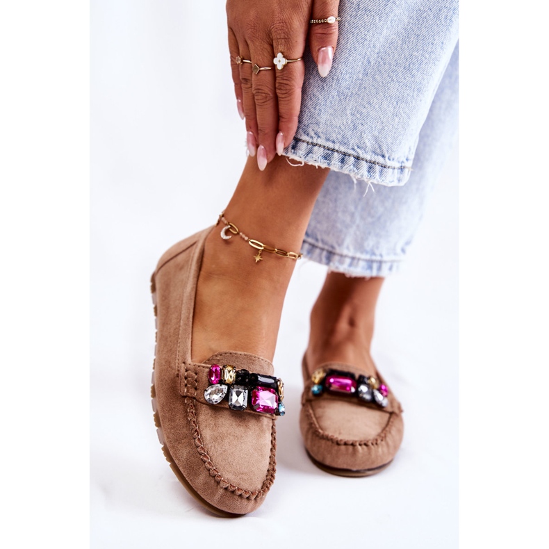 PS1 Ženske natikače od brušene kože s Beige Janetta ukrasima bež 1