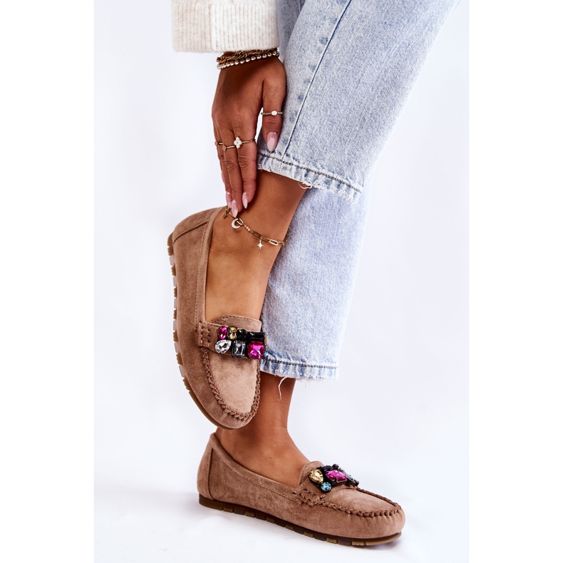 PS1 Ženske natikače od brušene kože s Beige Janetta ukrasima bež 2