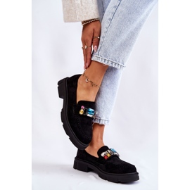 PS1 Ženske natikače od brušene kože s ukrasom crne Karlott crno 2