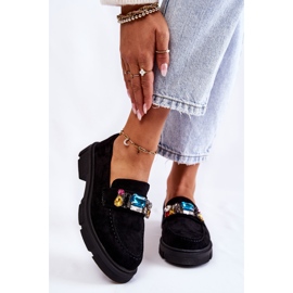 PS1 Ženske natikače od brušene kože s ukrasom crne Karlott crna 1