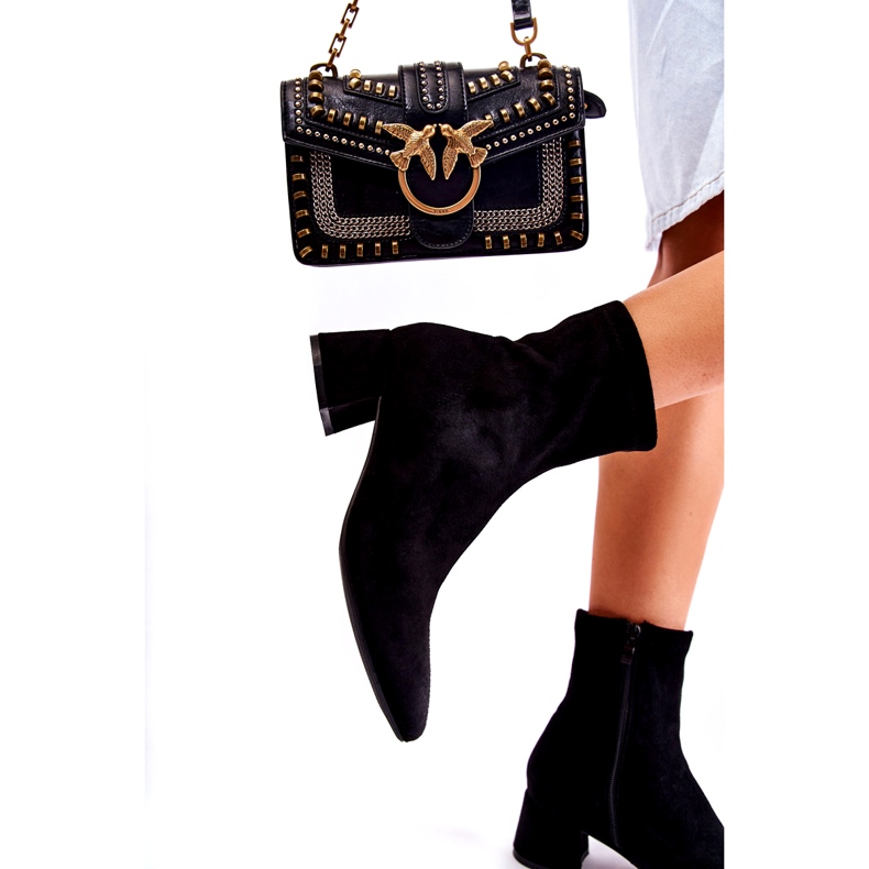 WD1 Ženske visoke čizme od brušene kože crne Gloriss 8098-1 crna 2