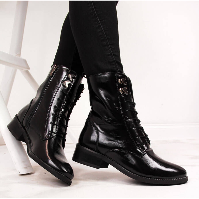 Crne kožne ženske čizme Dolce Pietro crna 2