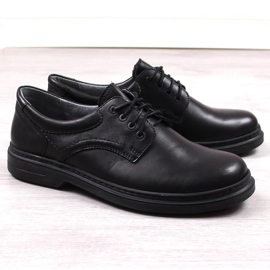 Udobne crne kožne cipele na vezanje za muškarce Helios crno 2
