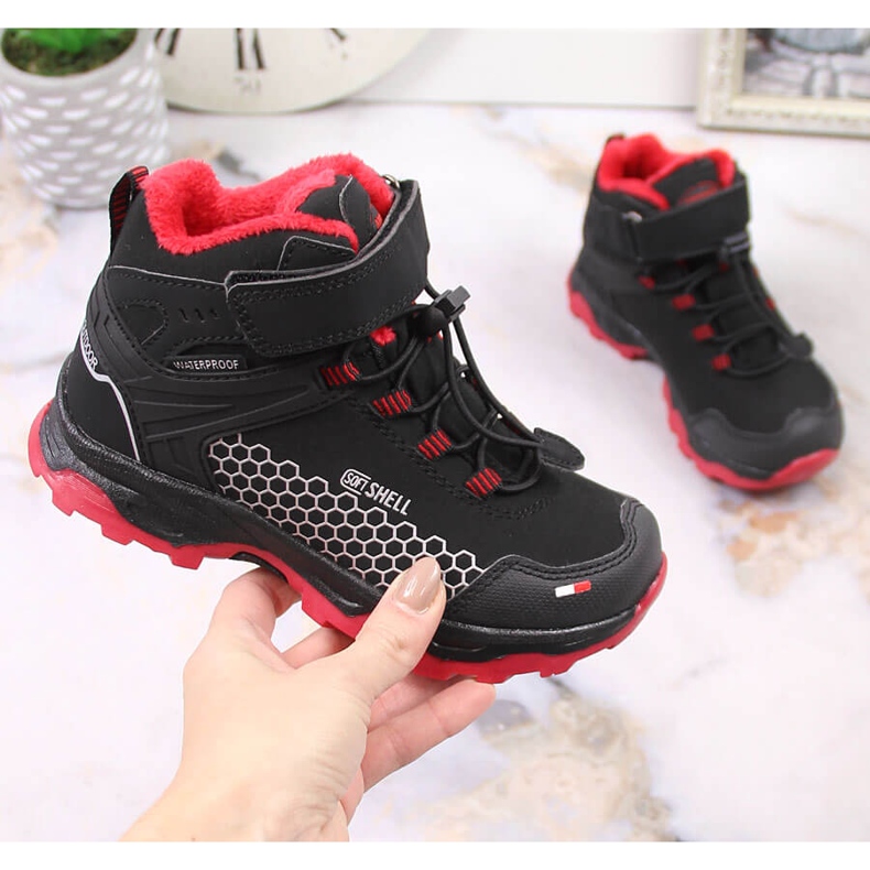 Dječje vodootporne čizme za snijeg s čičkom American Club AM904B crno 2