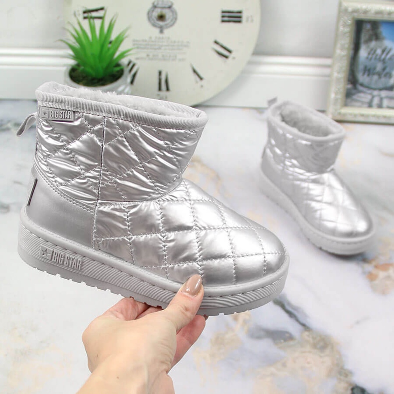 Srebrne, prošivene, prošivene, srebrne čizme za snijeg s izolacijom od srebra Big Star KK374241 srebro 1