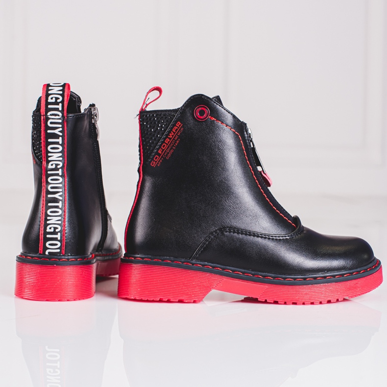 Crne čizme za djevojčice na ružičastom Shelovet potplatu crna 1