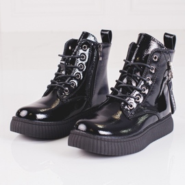 Lakirane čizme za djevojčice na platformi Shelovet crna 1