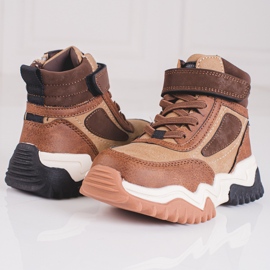 Čizme za dječake na debelom Shelovet smeđem potplatu smeđa 1