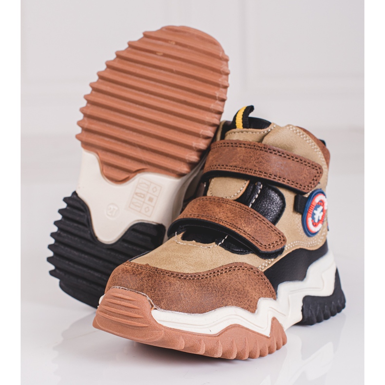 Visoke čizme za dječake s čičkom Shelovet smeđe boje smeđa 1