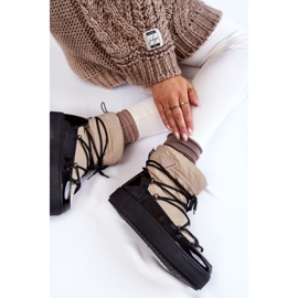 PM1 Ženske moderne čizme za snijeg na vezanje, bež-crne Carrios crna 1