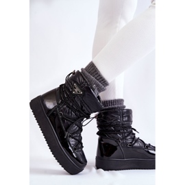 PM1 Ženske modne čizme za snijeg na vezanje u crnim kariosima crno 7