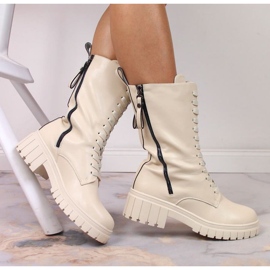 Kožne izolirane čizme Artiker W HBH38B bež 2