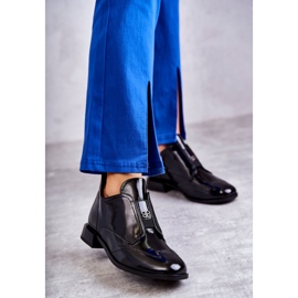 S.Barski Lakirane niske gležnjače s patentnim zatvaračem, crne crna 1