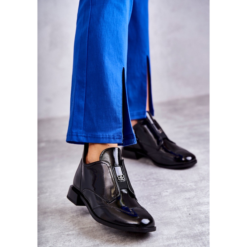 S.Barski Lakirane niske gležnjače s patentnim zatvaračem, crne crna 1