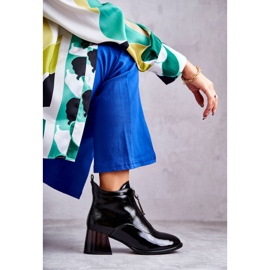 S.Barski Ženske lakirane gležnjače s patentnim zatvaračima, crne crno 1