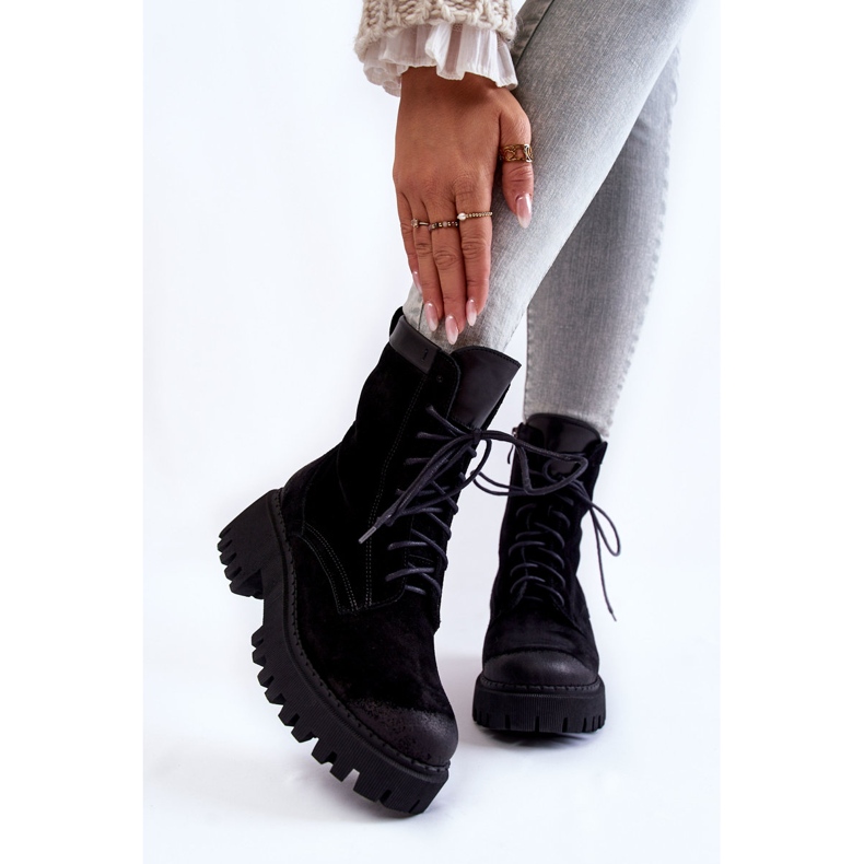 PL5 Klasične crne tople čizme od brušene kože Caima crna 2