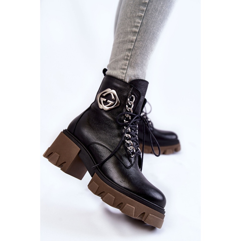 PL5 Kožne crne Raynes tople čizme s patentnim zatvaračem crno 2