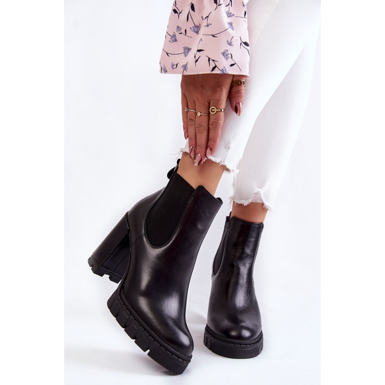 Glatke kožne čizme na traci Black Eldey crna 1